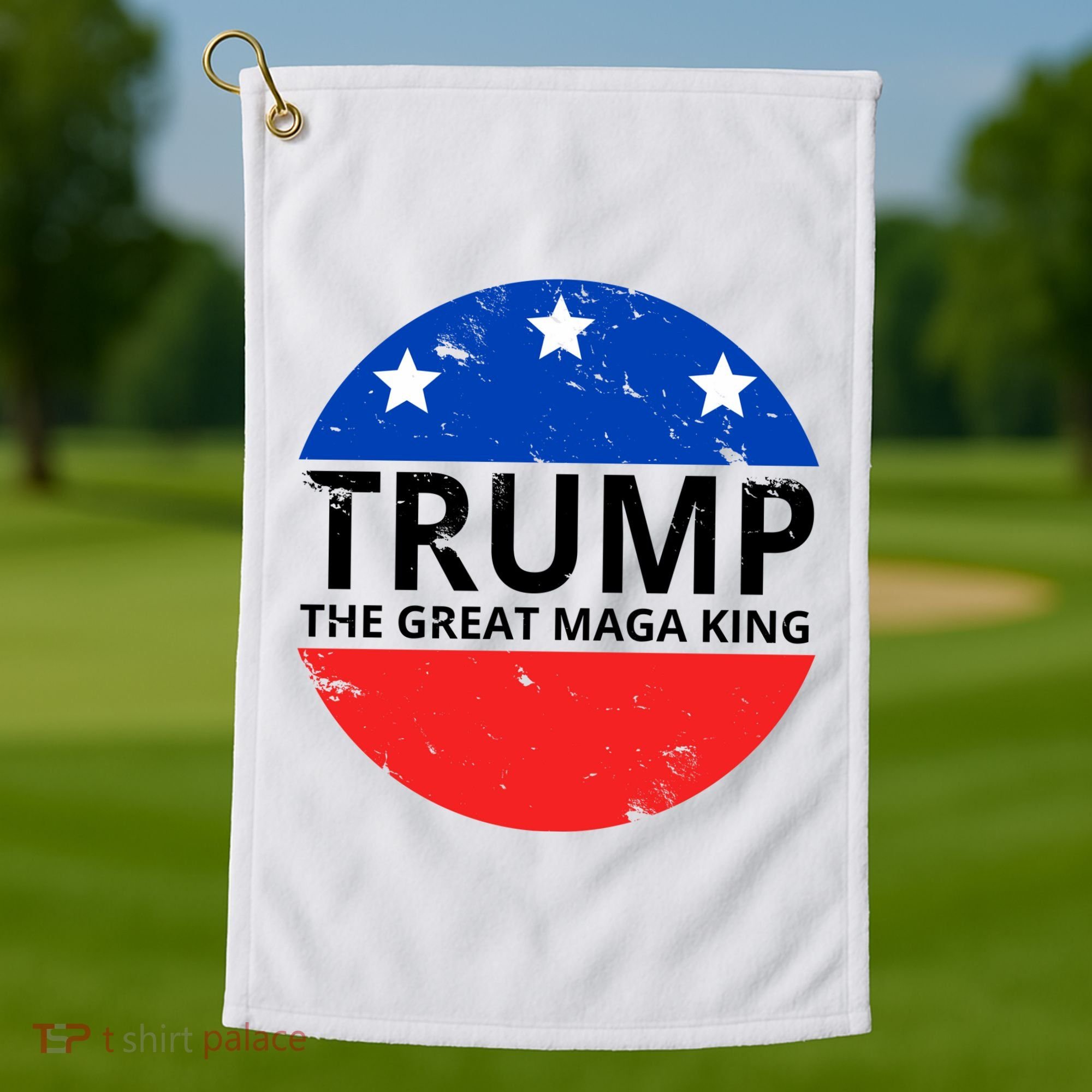 Trump The Great Maga King Logo Golf Towel