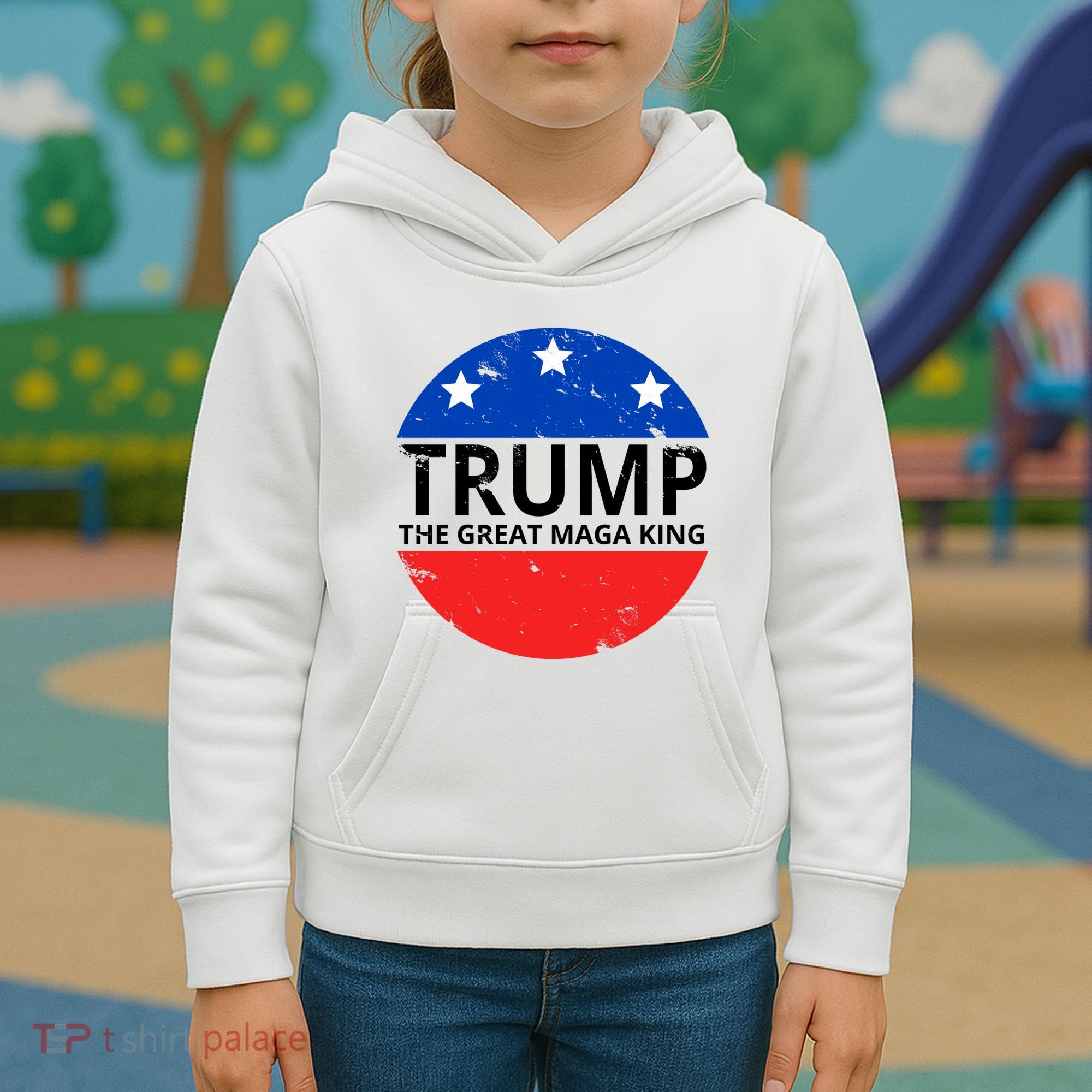 Trump The Great Maga King Logo Kids Hoodie