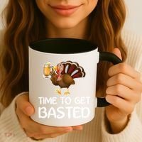 Time To Get Basted Turkey Beer Funny Thanksgiving Gift Coffee Mug thumb 3