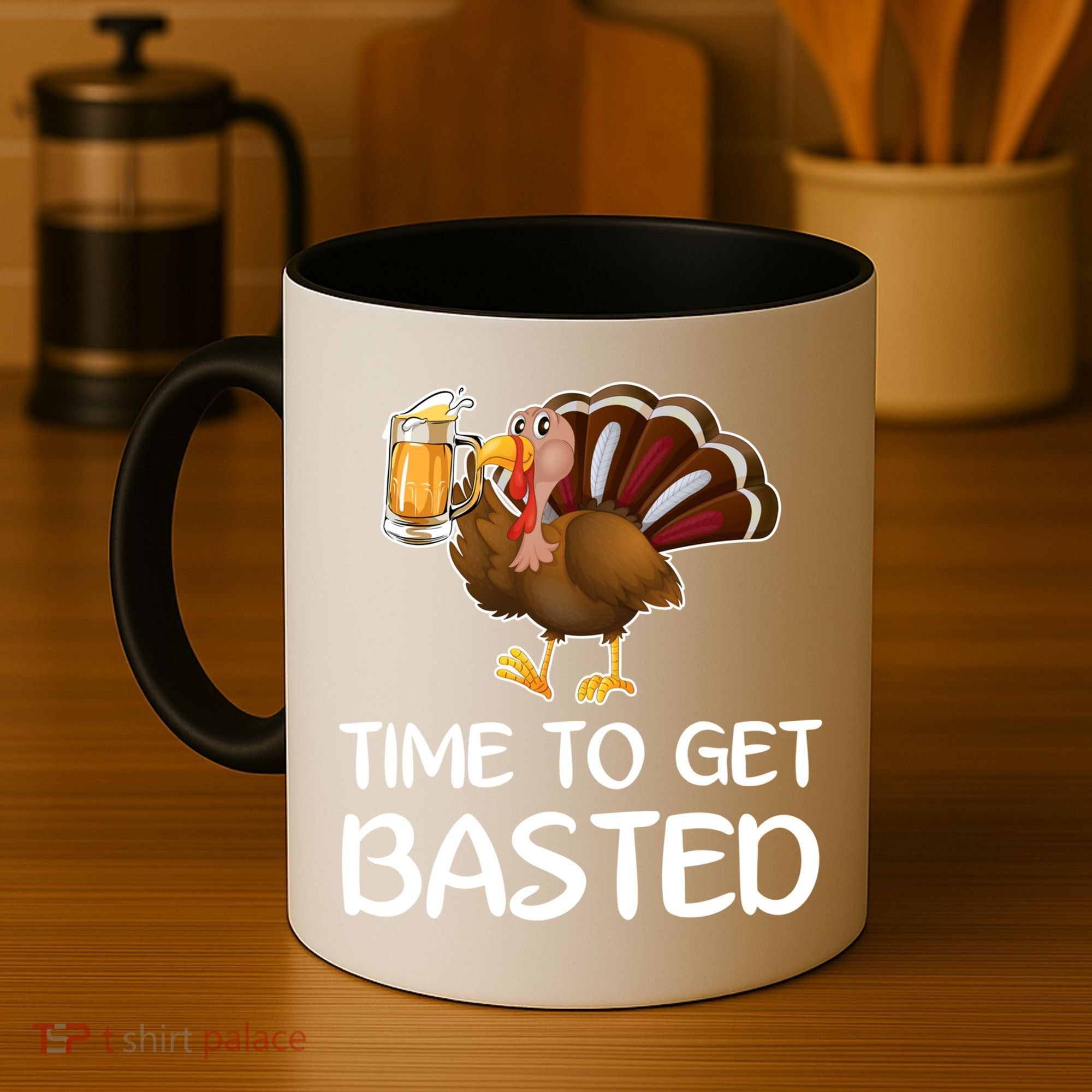 Time To Get Basted Turkey Beer Funny Thanksgiving Gift Coffee Mug