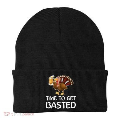 Time To Get Basted Turkey Beer Funny Thanksgiving Gift Beanie