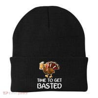 Time To Get Basted Turkey Beer Funny Thanksgiving Gift Beanie thumb 0