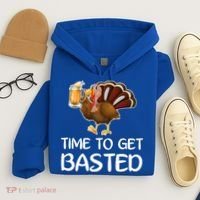 Time To Get Basted Turkey Beer Funny Thanksgiving Gift Hoodie thumb 4