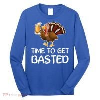 Time To Get Basted Turkey Beer Funny Thanksgiving Gift Long Sleeve Shirt thumb 0