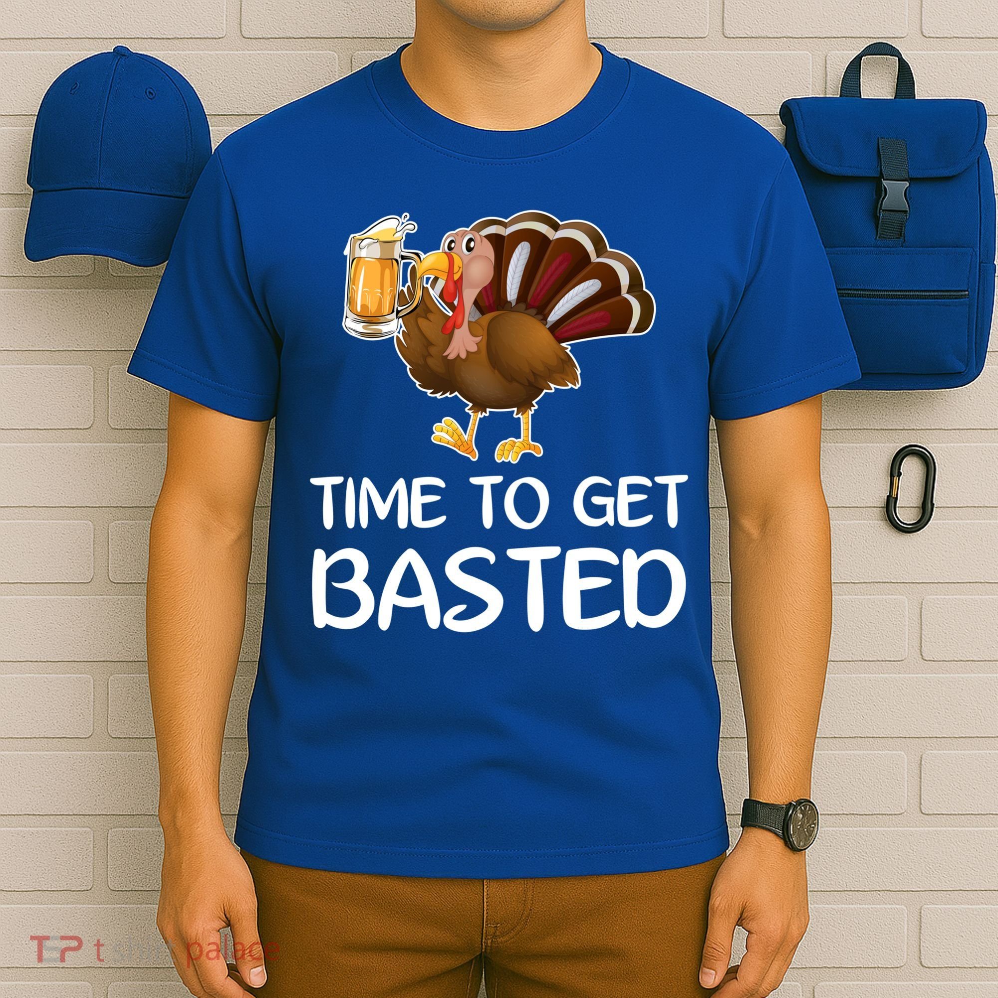 Time To Get Basted Turkey Beer Funny Thanksgiving Gift T-Shirt