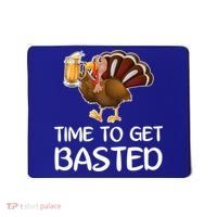 Time To Get Basted Turkey Beer Funny Thanksgiving Gift Mousepad thumb 0