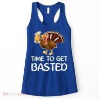 Time To Get Basted Turkey Beer Funny Thanksgiving Gift Women's Tank Top thumb 0