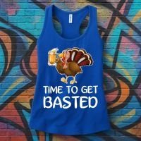 Time To Get Basted Turkey Beer Funny Thanksgiving Gift Women's Tank Top thumb 3