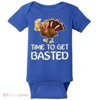 Time To Get Basted Turkey Beer Funny Thanksgiving Gift Baby Bodysuit thumb 0
