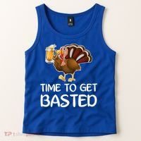 Time To Get Basted Turkey Beer Funny Thanksgiving Gift Tank Top thumb 2