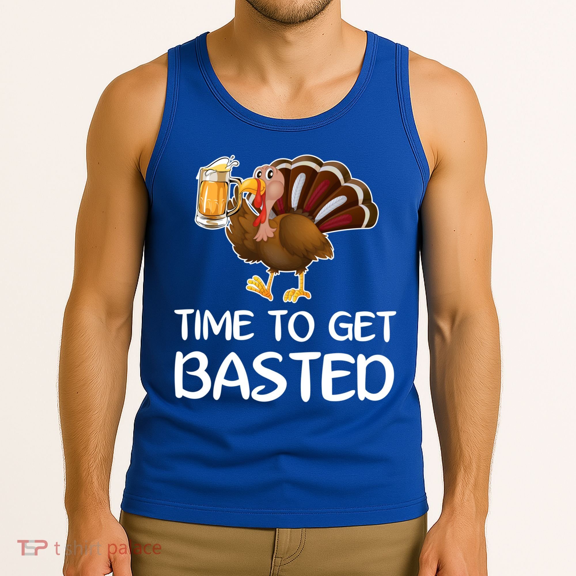 Time To Get Basted Turkey Beer Funny Thanksgiving Gift Tank Top
