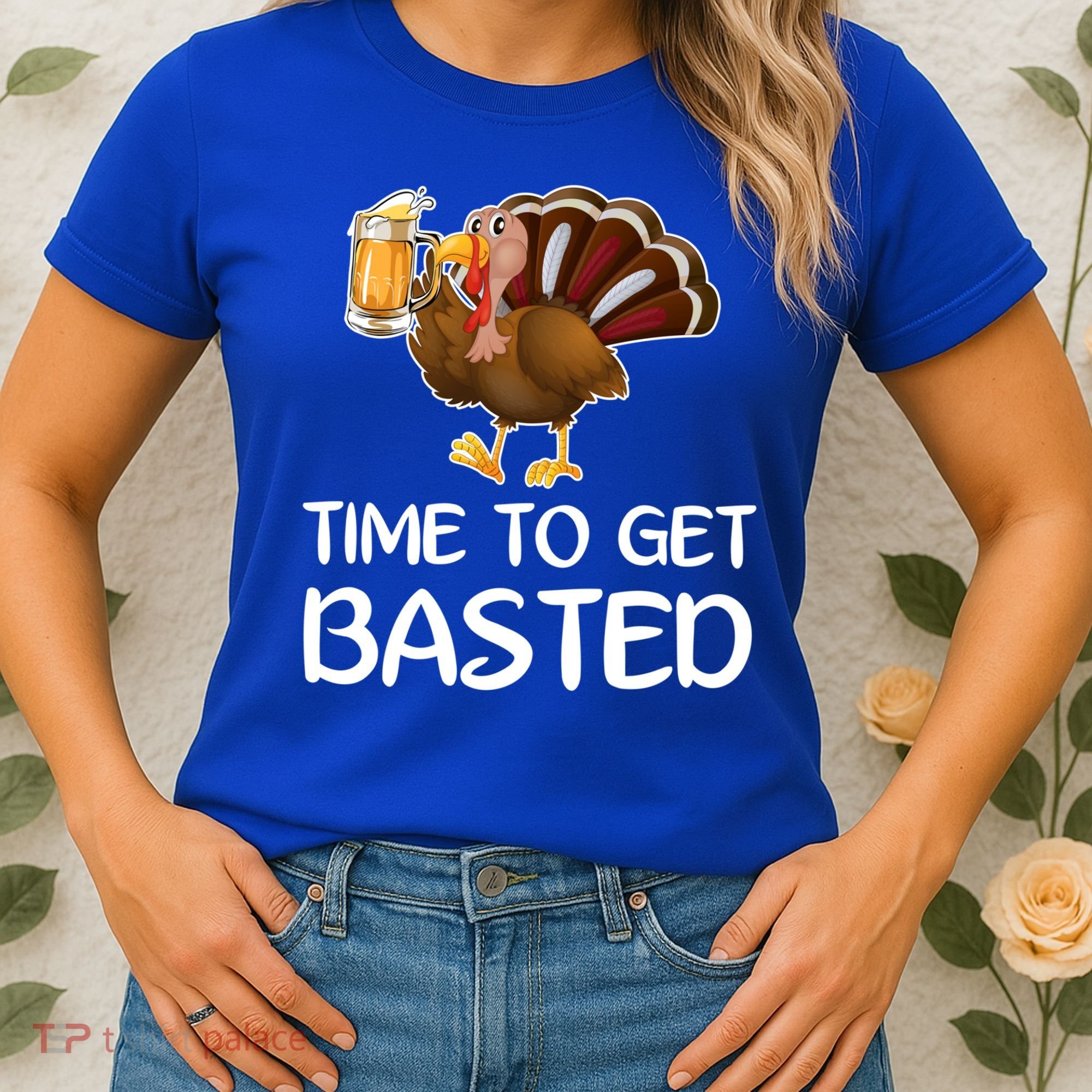 Time To Get Basted Turkey Beer Funny Thanksgiving Gift Women's T-Shirt
