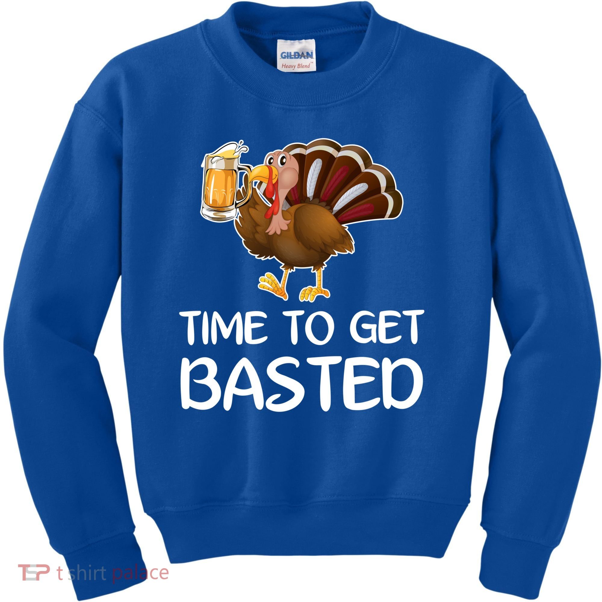 Time To Get Basted Turkey Beer Funny Thanksgiving Gift Kids Sweatshirt