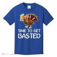 Time To Get Basted Turkey Beer Funny Thanksgiving Gift Kids T-Shirt thumb 0
