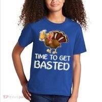 Time To Get Basted Turkey Beer Funny Thanksgiving Gift Kids T-Shirt thumb 2