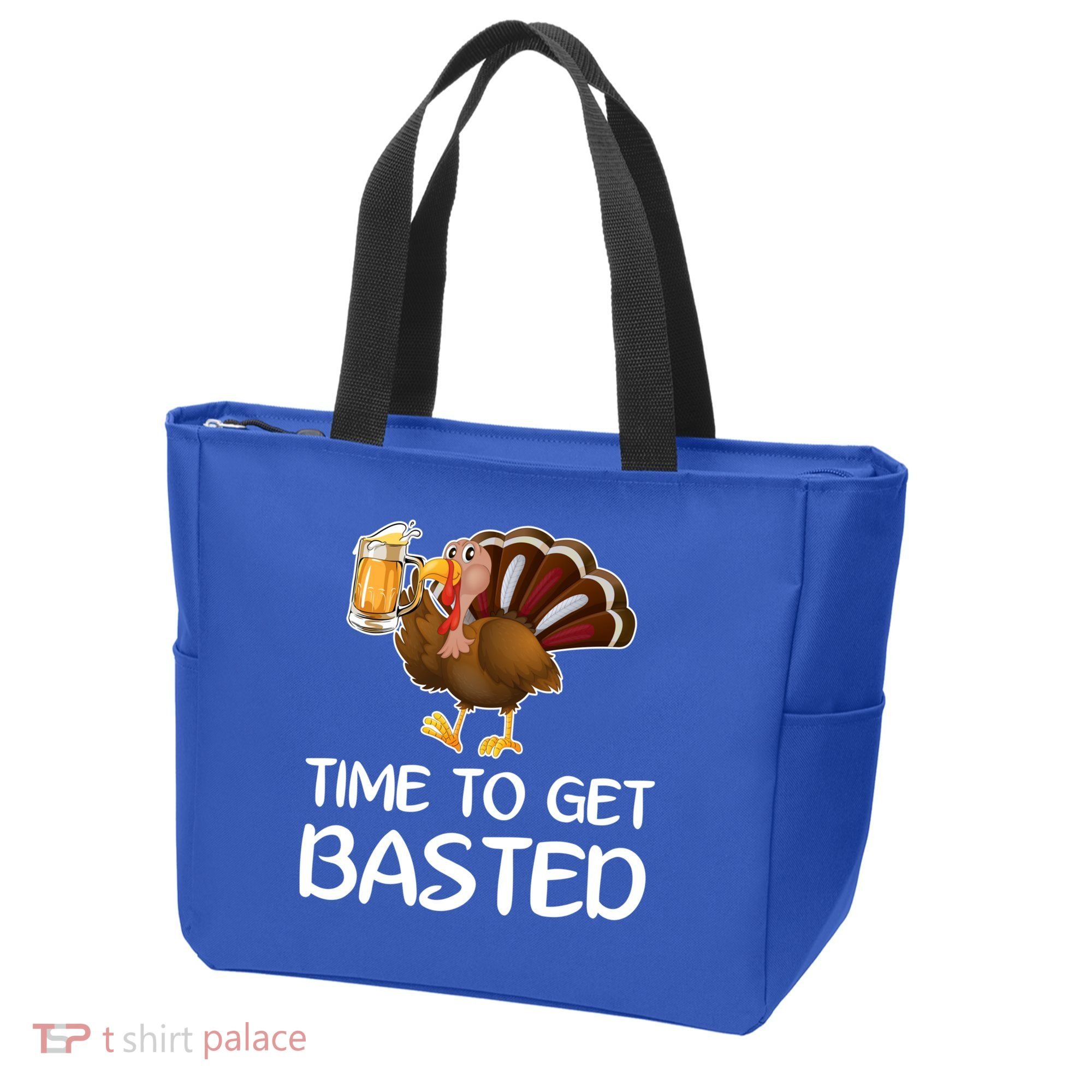 Time To Get Basted Turkey Beer Funny Thanksgiving Gift Tote Bag