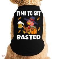 Time To Get Basted Funny Happy Thanksgiving Turkey Doggie Tank thumb 0