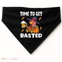Time To Get Basted Funny Happy Thanksgiving Turkey USA-Made Doggie Bandana thumb 0