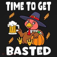 Time To Get Basted Funny Happy Thanksgiving Turkey USA-Made Doggie Bandana thumb 2