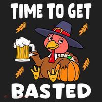 Time To Get Basted Funny Happy Thanksgiving Turkey Beanie thumb 2