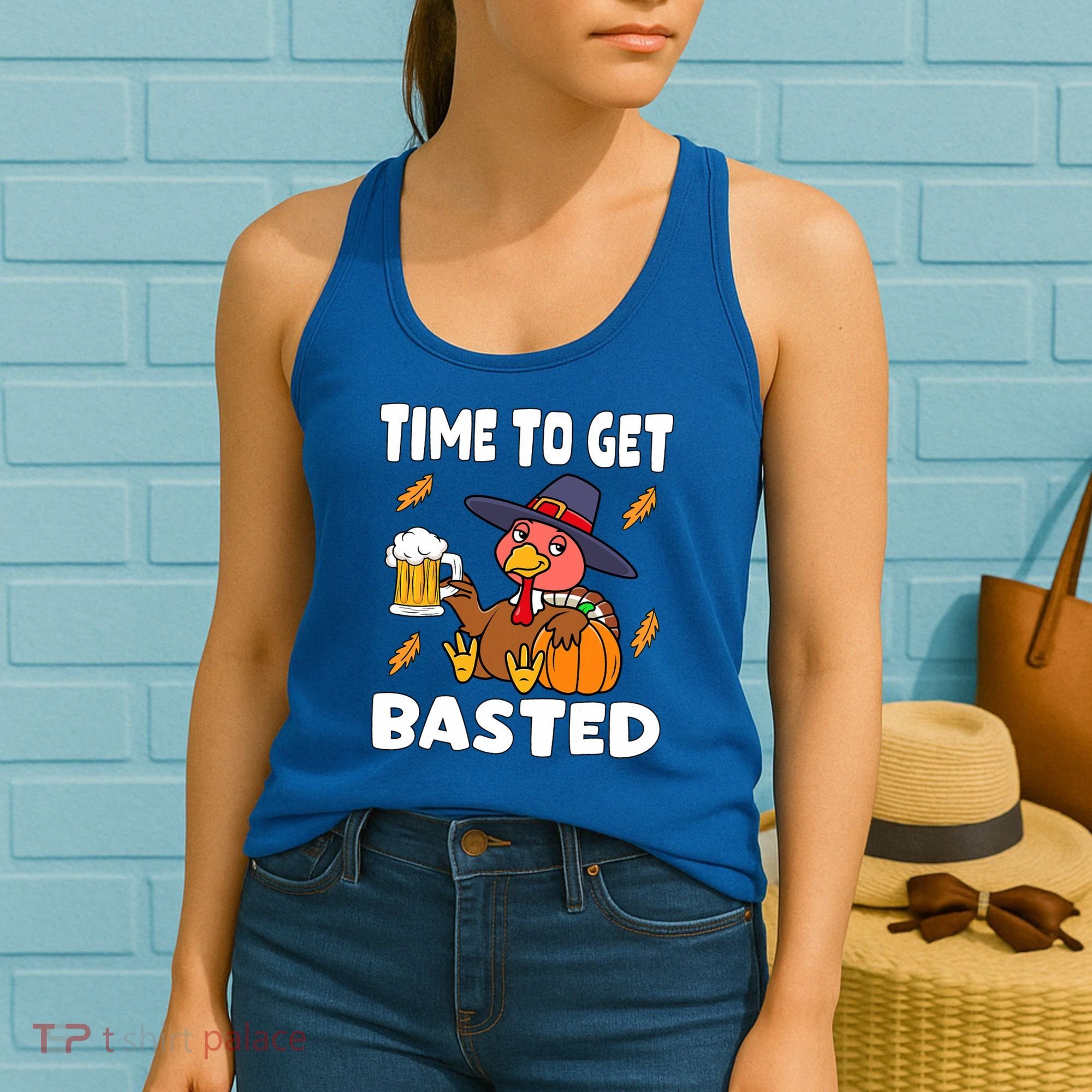 Time To Get Basted Funny Happy Thanksgiving Turkey Women's Tank Top