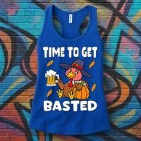 Time To Get Basted Funny Happy Thanksgiving Turkey Women's Tank Top thumb 3