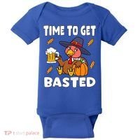 Time To Get Basted Funny Happy Thanksgiving Turkey Baby Bodysuit thumb 0