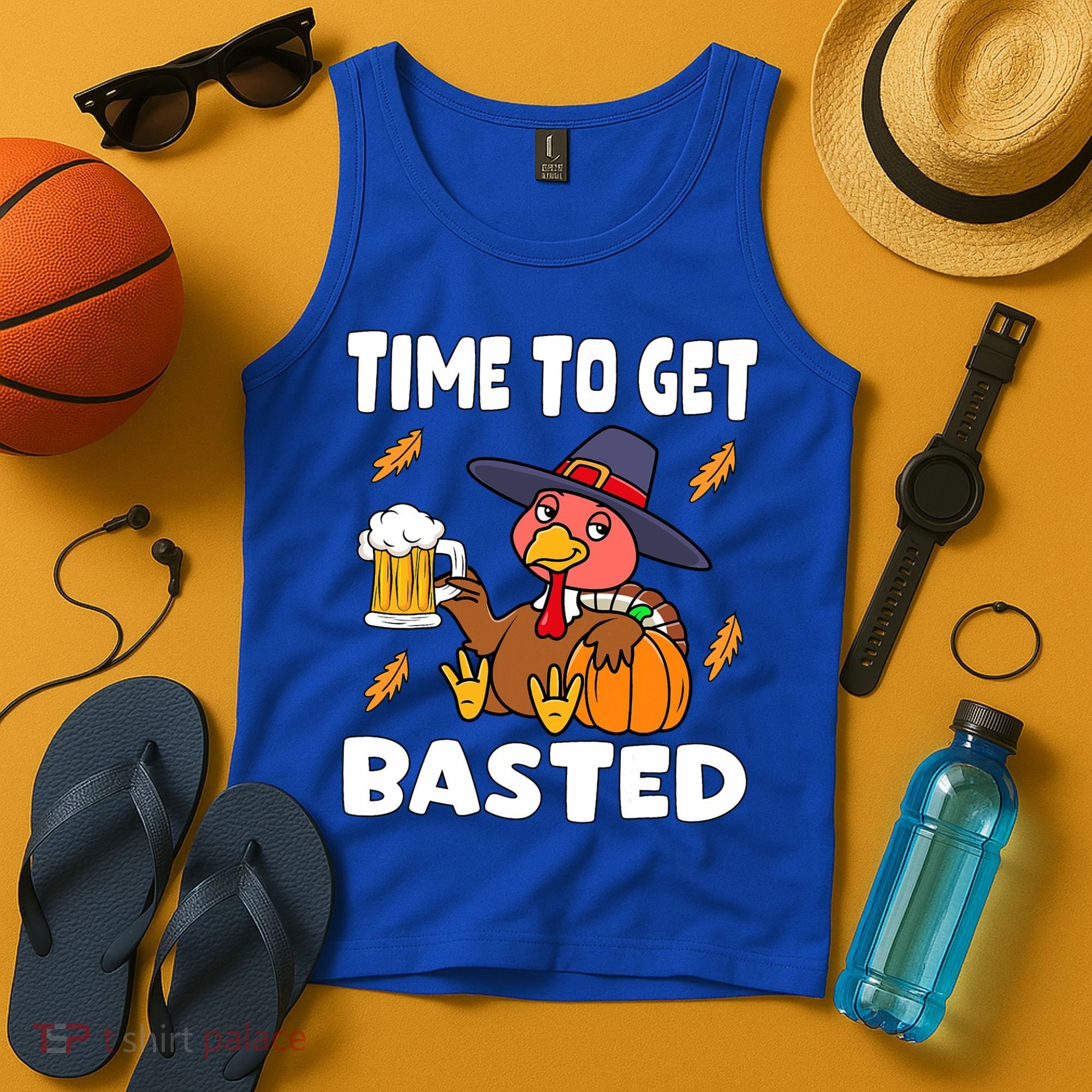 Time To Get Basted Funny Happy Thanksgiving Turkey Tank Top