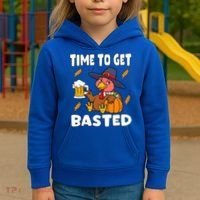 Time To Get Basted Funny Happy Thanksgiving Turkey Kids Hoodie thumb 3