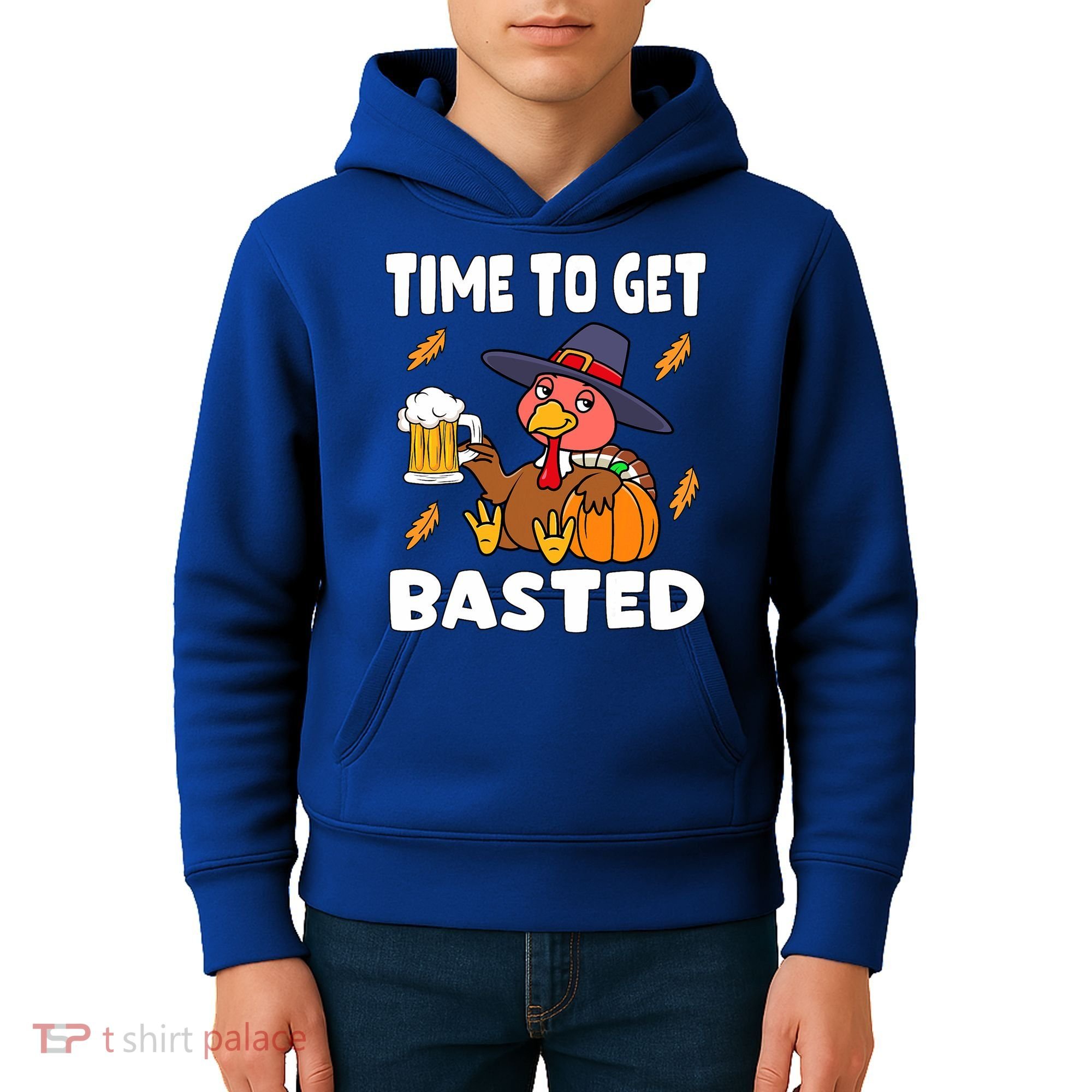 Time To Get Basted Funny Happy Thanksgiving Turkey Kids Hoodie