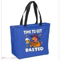 Time To Get Basted Funny Happy Thanksgiving Turkey Tote Bag thumb 2