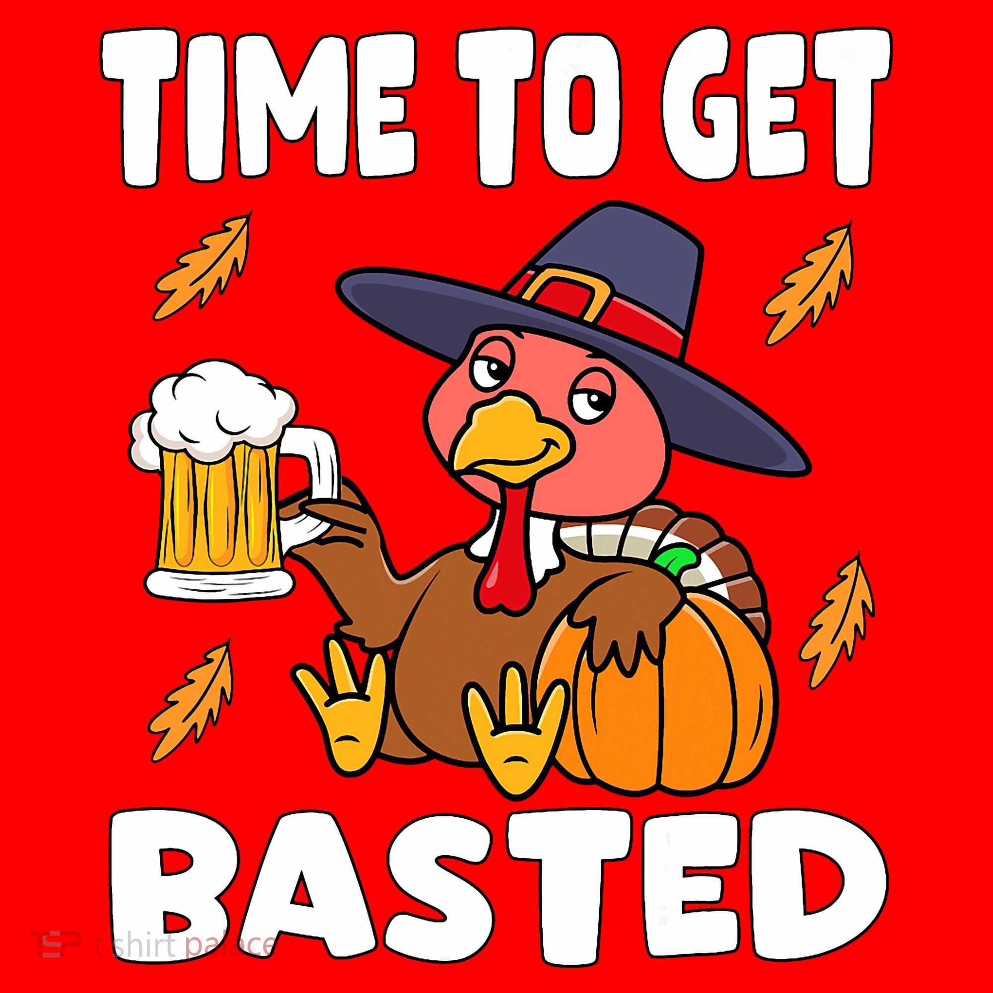 Time To Get Basted Funny Happy Thanksgiving Turkey Santa Hat