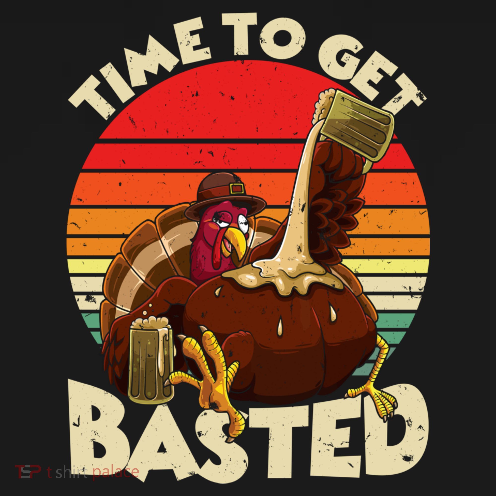 Time To Get Basted Funny Beer Thanksgiving Turkey Gift Tall Long Sleeve Shirt