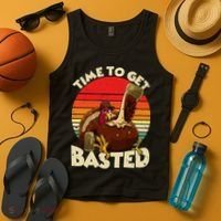 Time To Get Basted Funny Beer Thanksgiving Turkey Gift Tank Top thumb 4