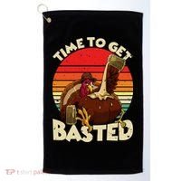Time To Get Basted Funny Beer Thanksgiving Turkey Gift Golf Towel thumb 0
