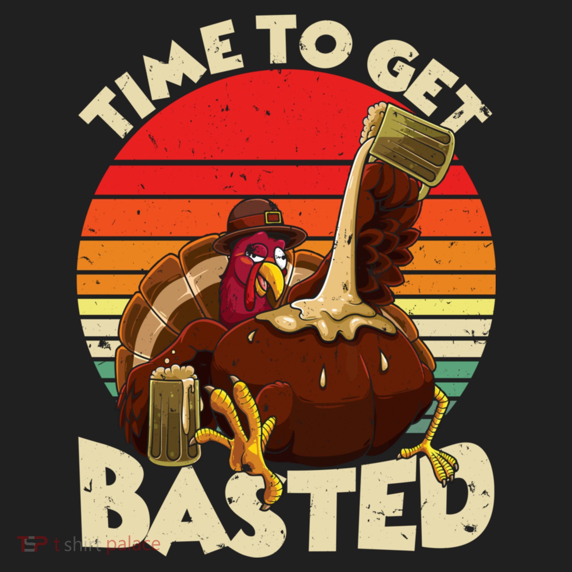 Time To Get Basted Funny Beer Thanksgiving Turkey Gift Golf Towel