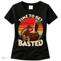 Time To Get Basted Funny Beer Thanksgiving Turkey Gift Women's T-Shirt thumb 0