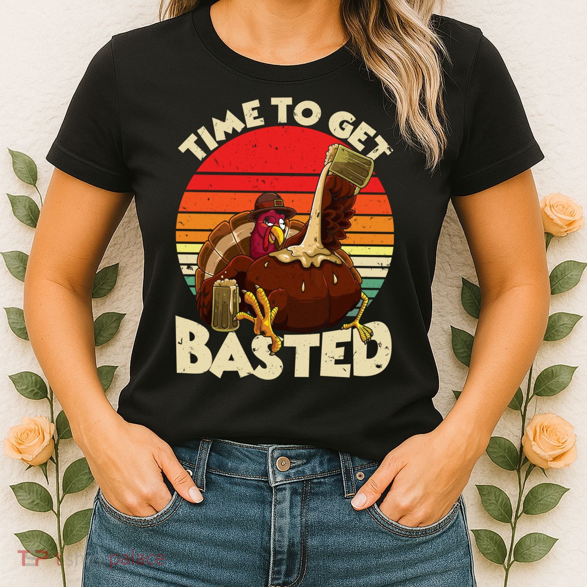 Time To Get Basted Funny Beer Thanksgiving Turkey Gift Women's T-Shirt