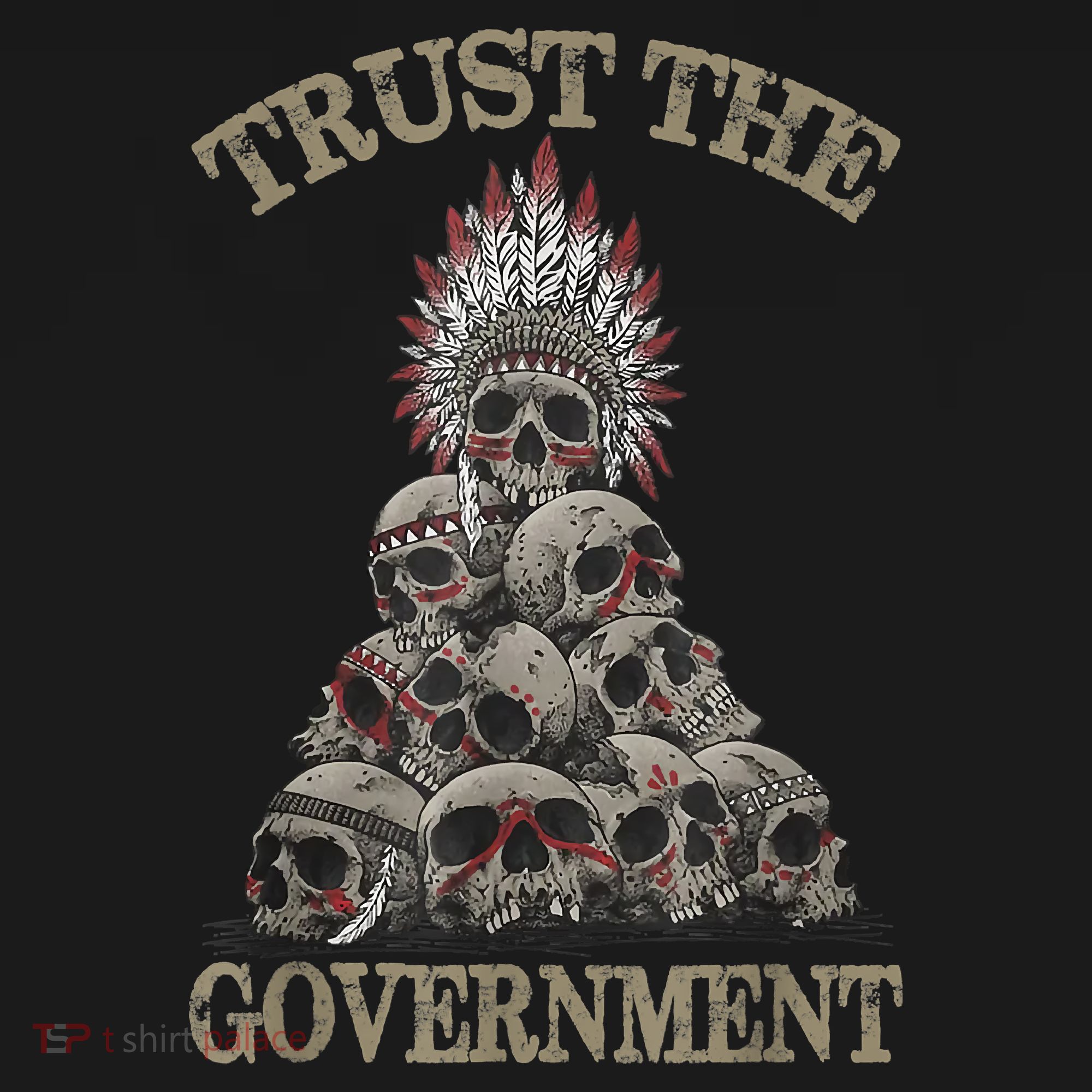Trust The Government Skull Native American Chief Women's Tank Top