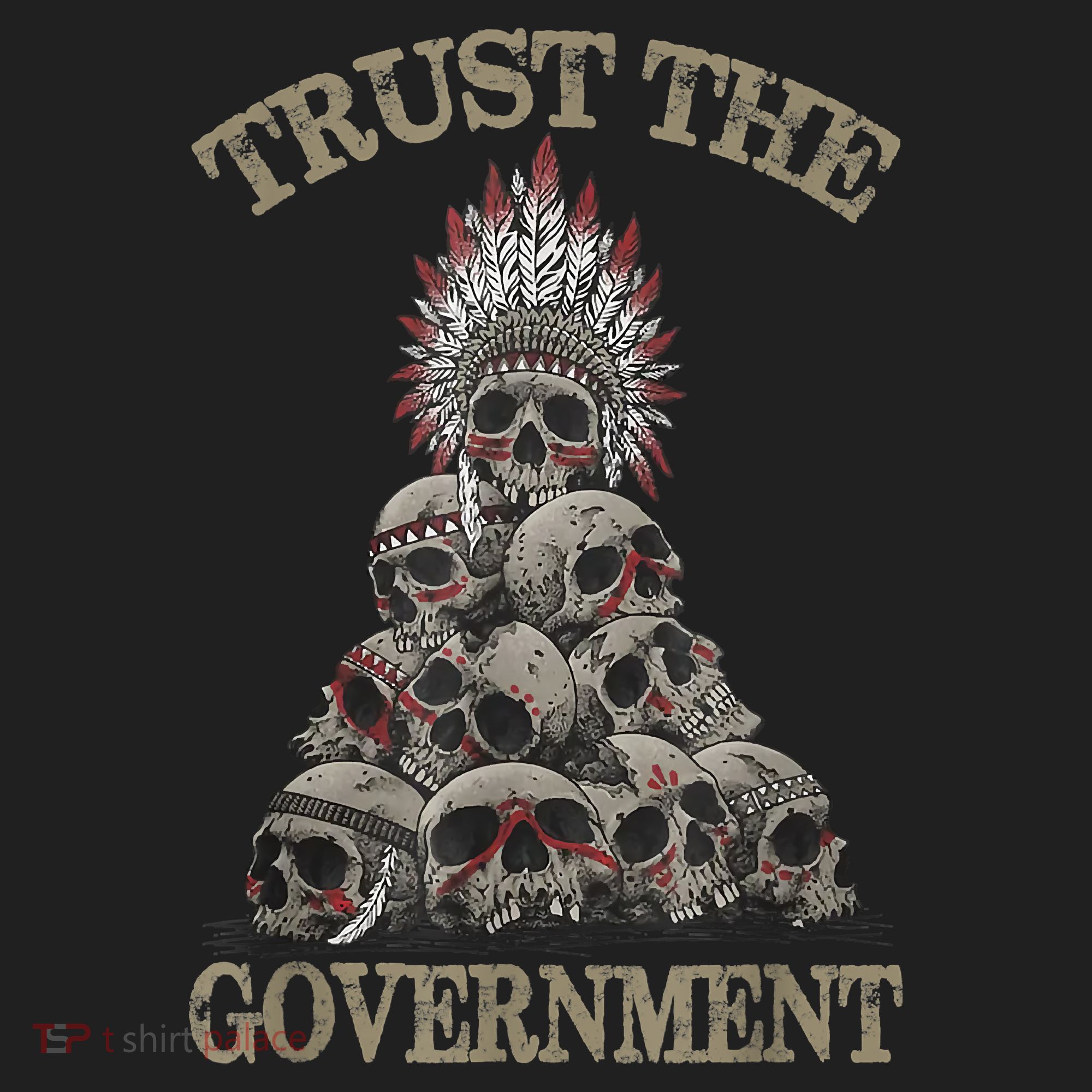 Trust The Government Skull Native American Chief Golf Towel