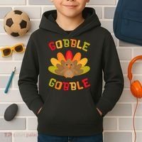 Thanksgiving Turkey Gobble Kids Hoodie thumb 2