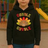 Thanksgiving Turkey Gobble Kids Hoodie thumb 3