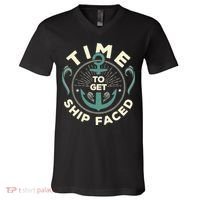 Time To Get Ship Faced Funny Cruise V-Neck T-Shirt thumb 0