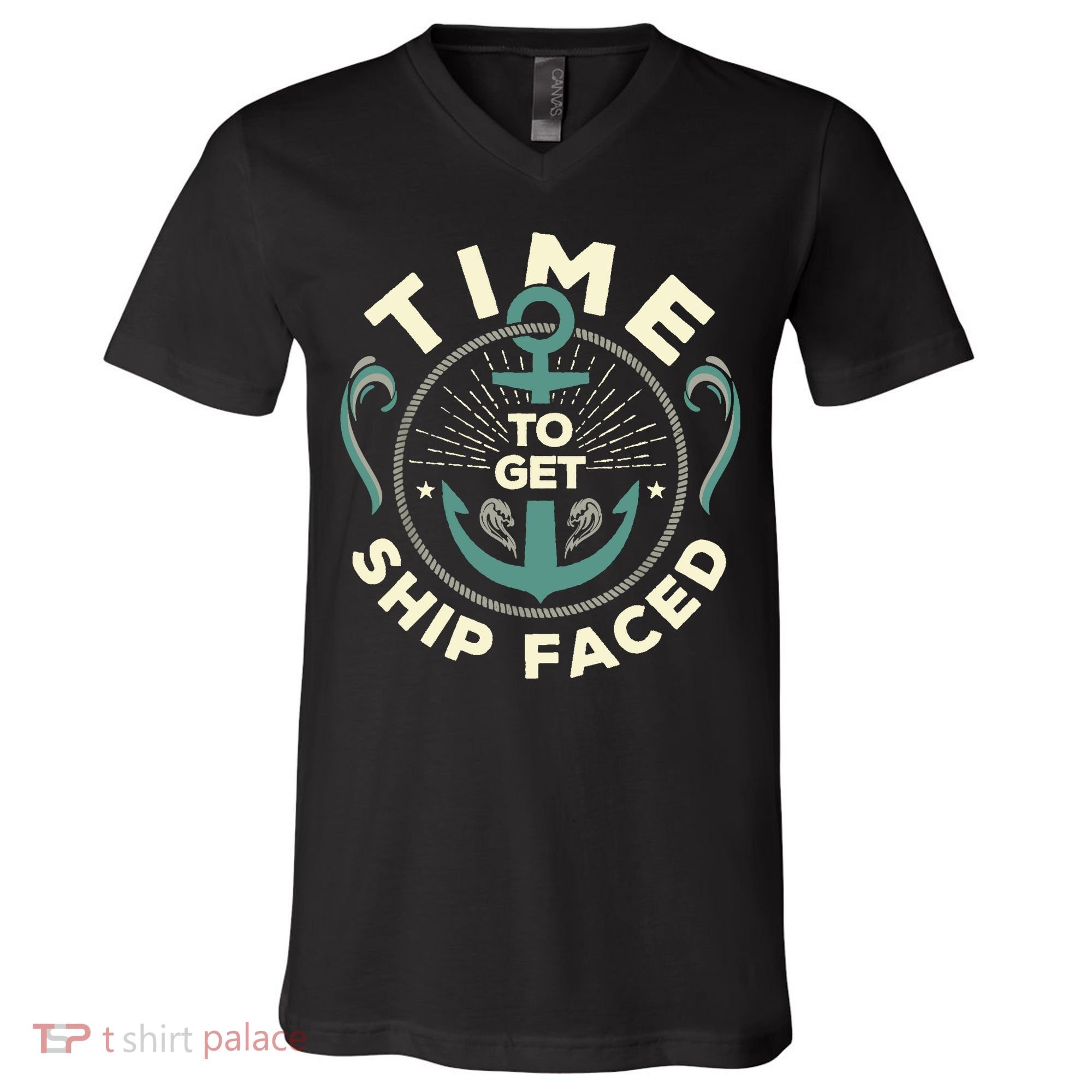 Time To Get Ship Faced Funny Cruise V-Neck T-Shirt