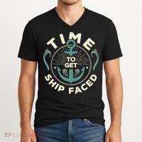 Time To Get Ship Faced Funny Cruise V-Neck T-Shirt thumb 2
