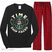 Time To Get Ship Faced Funny Cruise Long Sleeve Pajama Set thumb 0