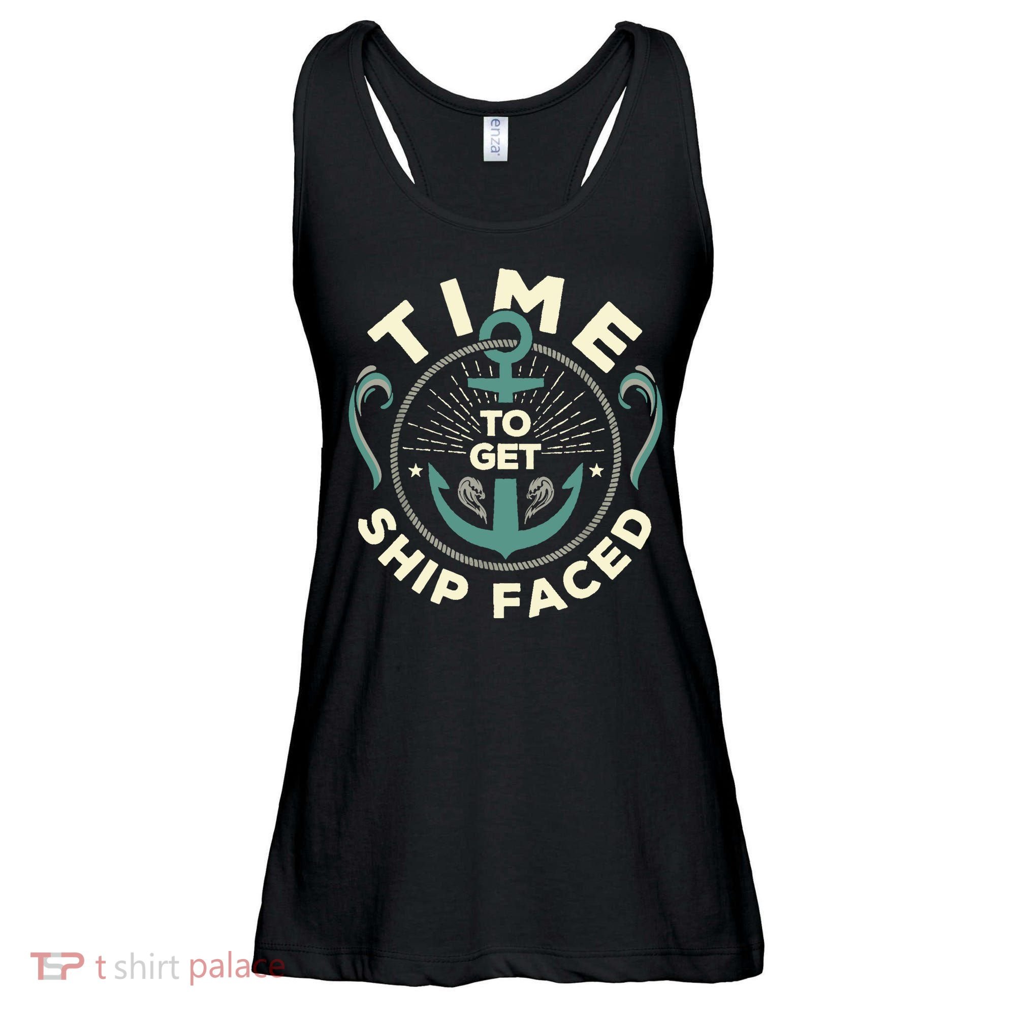 Time To Get Ship Faced Funny Cruise Ladies Essential Flowy Tank