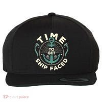 Time To Get Ship Faced Funny Cruise Wool Snapback Cap thumb 0