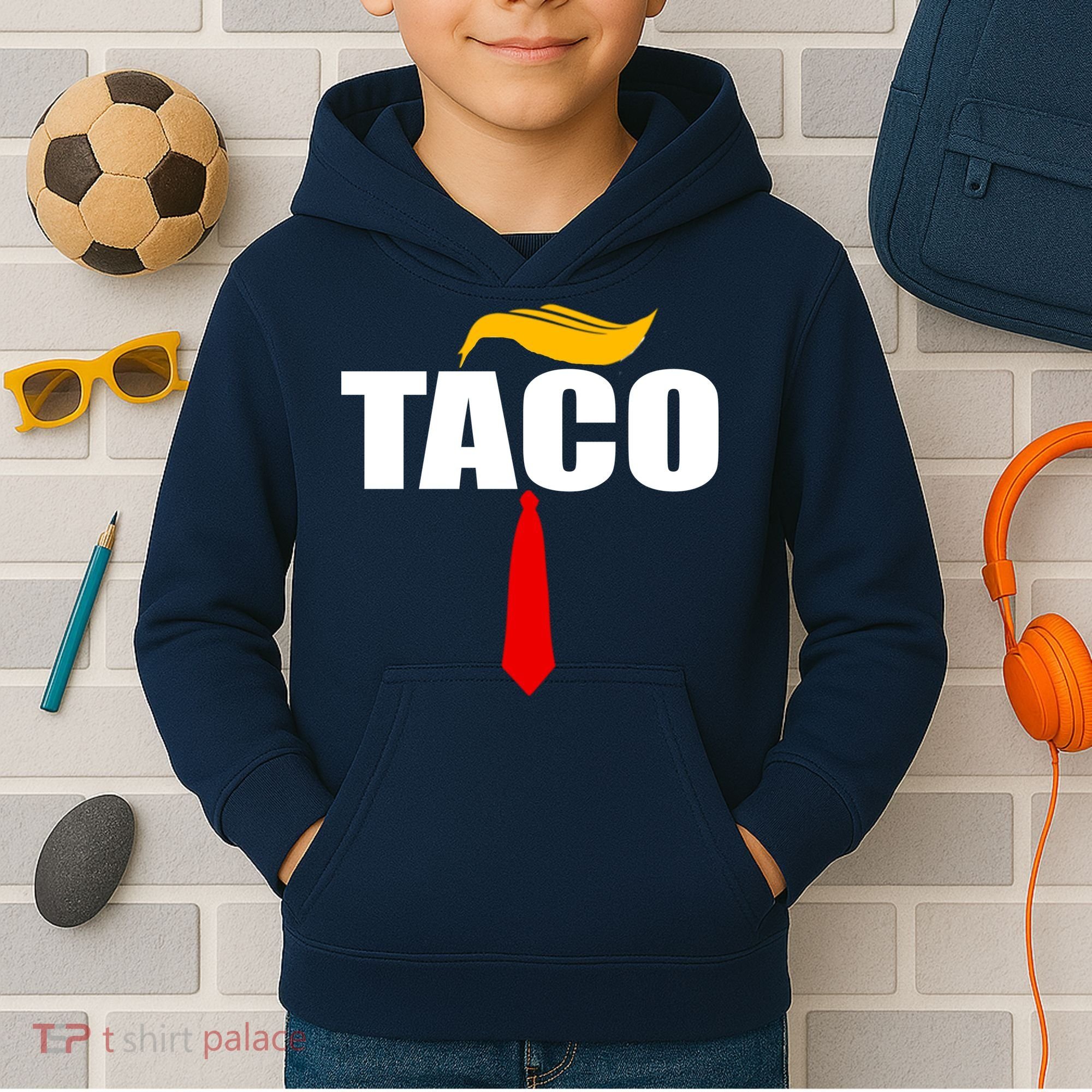 Taco Trump Hair Tie Funny Kids Hoodie