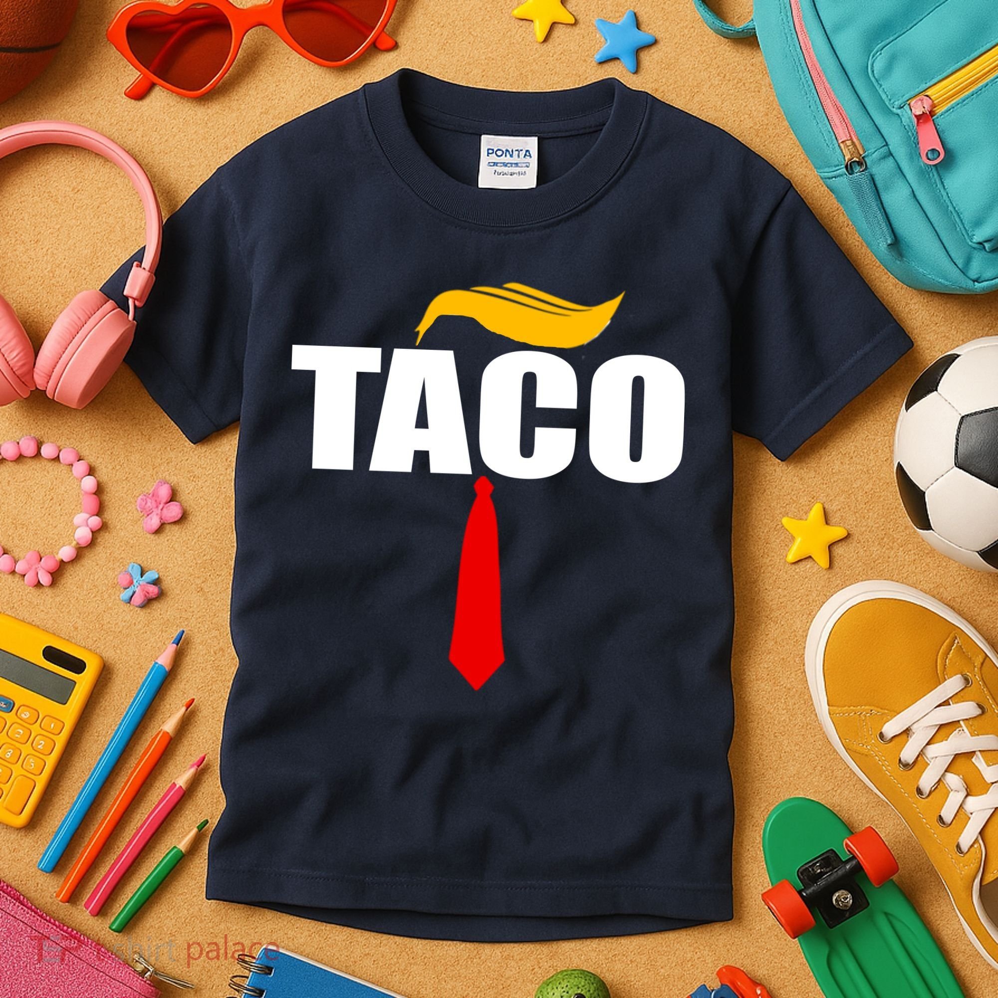 Taco Trump Hair Tie Funny Kids T-Shirt